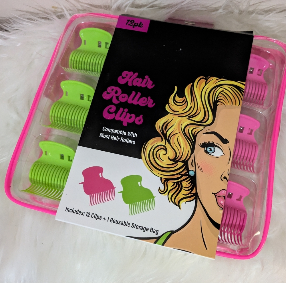 CCO 5 for $25 BellaPro 12pk Hair Roller Clips Set in Storage Bag Neon Pink Green